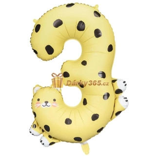 Fóliový balón číslo 3 Gepard 68x98 cm