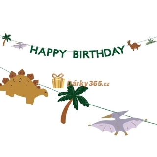 Narozeninový banner “Happy Birthday ” Dinosauři, 3 m
